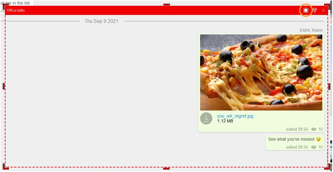 Active screen sharing session