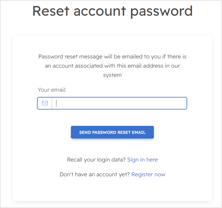 Password reset form
